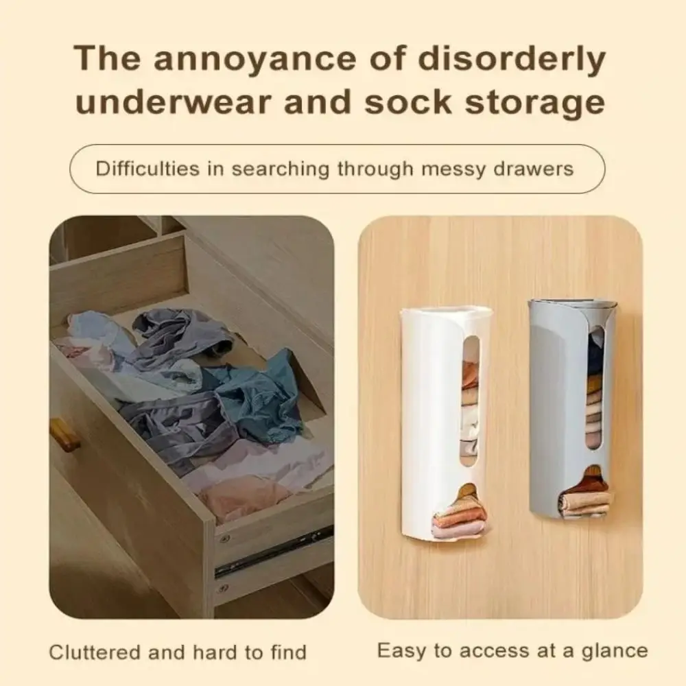 Self Adhesive Underwear Storage Box Dustproof Wall-Mounted Panties Socks Organizer Simple Style Space-saving 4