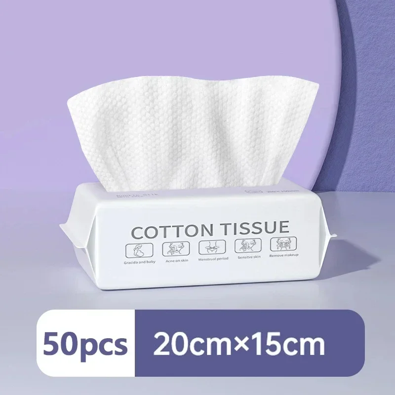 50pcs Disposable Face Wash Towel Extractable Cotton Soft Towel Cotton Beauty Salon Cleansing Face Wipe