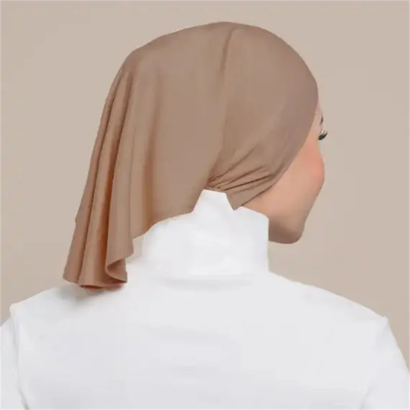 

Solid Color Inner Hijab Hat Muslim Fashion Elastic Turban Cap Causal Head Wraps Headscarf Bandana For Women