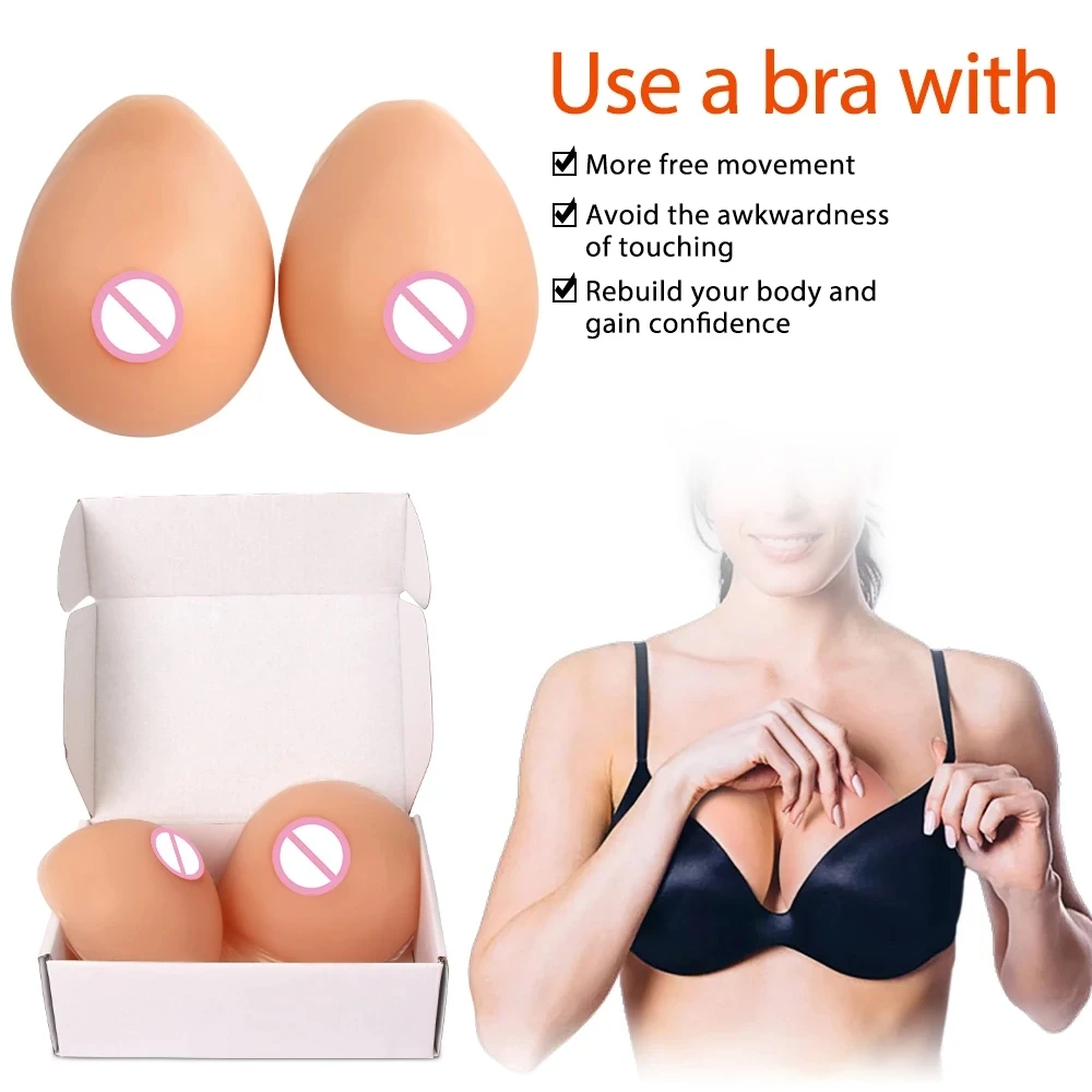 Siliconen Borstprothese-Paar, levensechte Waterdruppelvorm Prothetische Borstimplantaten voor Crossdresser Cosplay Transgender Mastectomie Prothese,A~cup(500g/pair