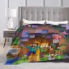 Cartoon Mines Pixel Game Crafts Flannel Blanket Super Warm Throw Blanket for Home Decor Decorative Street Trend Bedspread 4