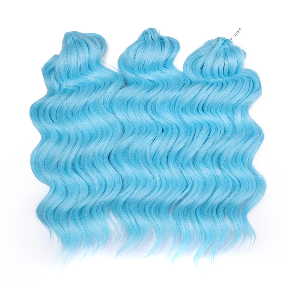 Synthetic Twist Crochet Curly Hair 16 Inch Deep Wave Braid Hair Ombre Pink Blonde Brown Water Wave Braiding Hair Extensions 5