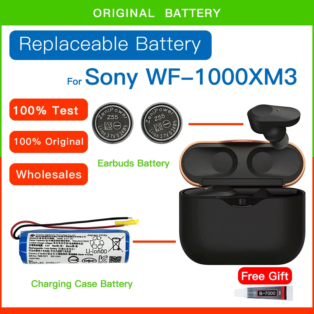 Nuova Batteria Zenipower 3.7V Z55 Originale Per Sony Wf-1000Xm3 Wf-Sp900 Wf-Sp700N Wf-1000X Tws Auricolari Auricolare Cp1254 Batteria + Regalo