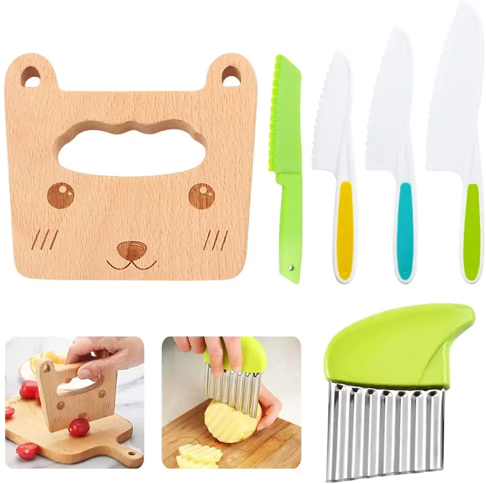 Wood Kids Kitchen Knife Toddler Knife Set Cooking Wood Kitchen Knife