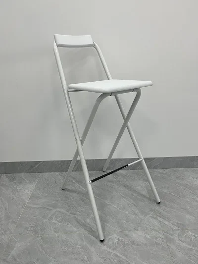 Minimalist Bar Stool Folding Upholstered High Stool Bar Backrest Stools Outdoor Metal Leisure Portable Chairs