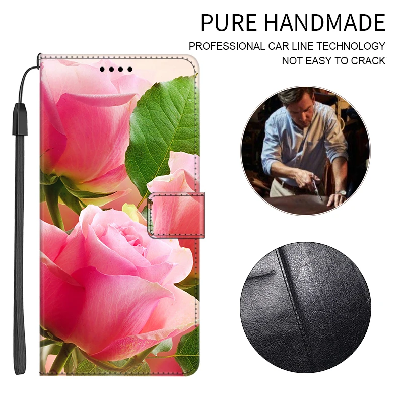 Leather Flip Wallet Case with Magnetic Closure and Stand - Elegant Design with Card Slots