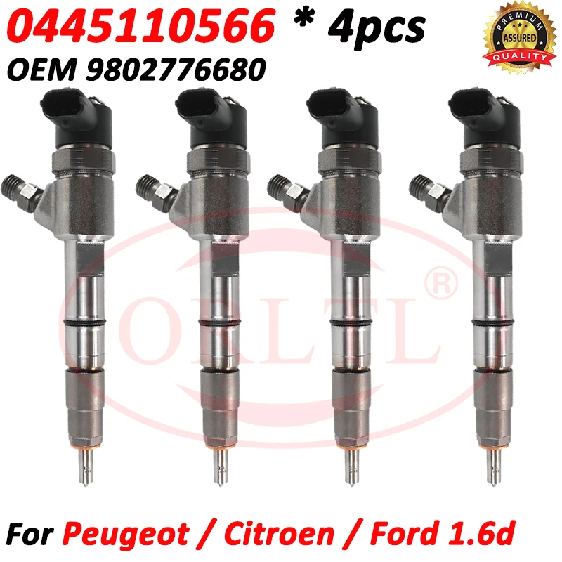 

4pcs 0445110566 Common Rail Injector 0 445 110 566 For Peugeot 308 508 Citroen C4 C4 DS Fiat Ford Fusion 1.6 HDI 9802776680