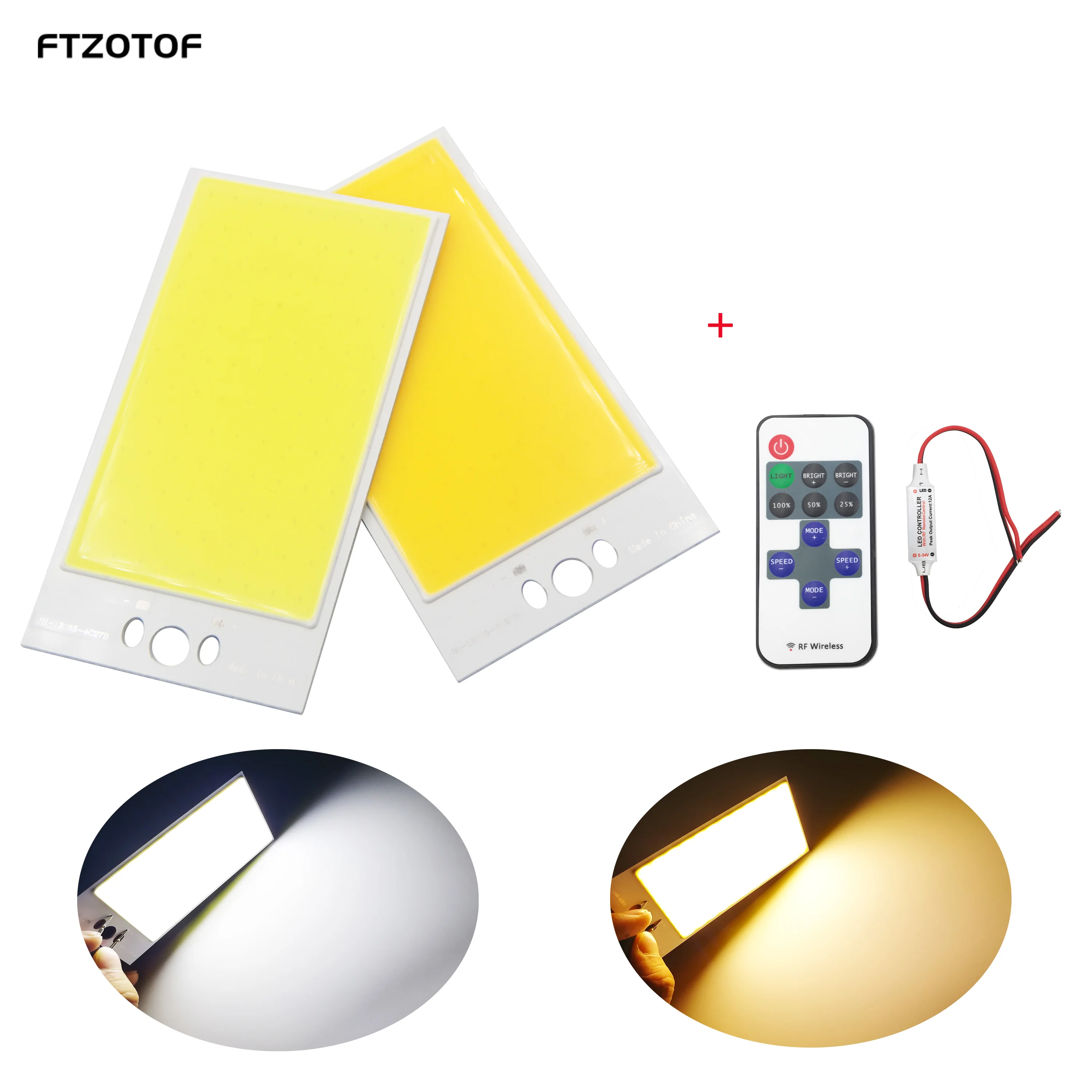 

FTZOTOF COB Light Source Dimmable 120x65mm Flip Chip 30W With Controller DC 12V Bulb Warm Cold Color For Car Lamp Decor LED