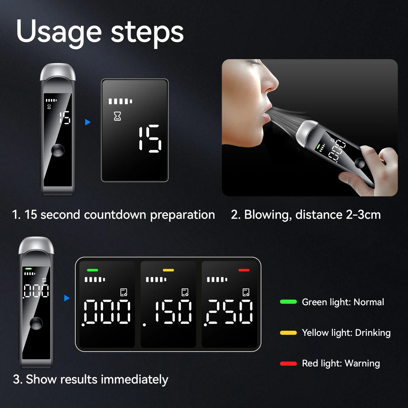 Alcohol Detection Portable Personal Alcohol Analyzer Digital Rechargeable Breathalyzer Testing Tool