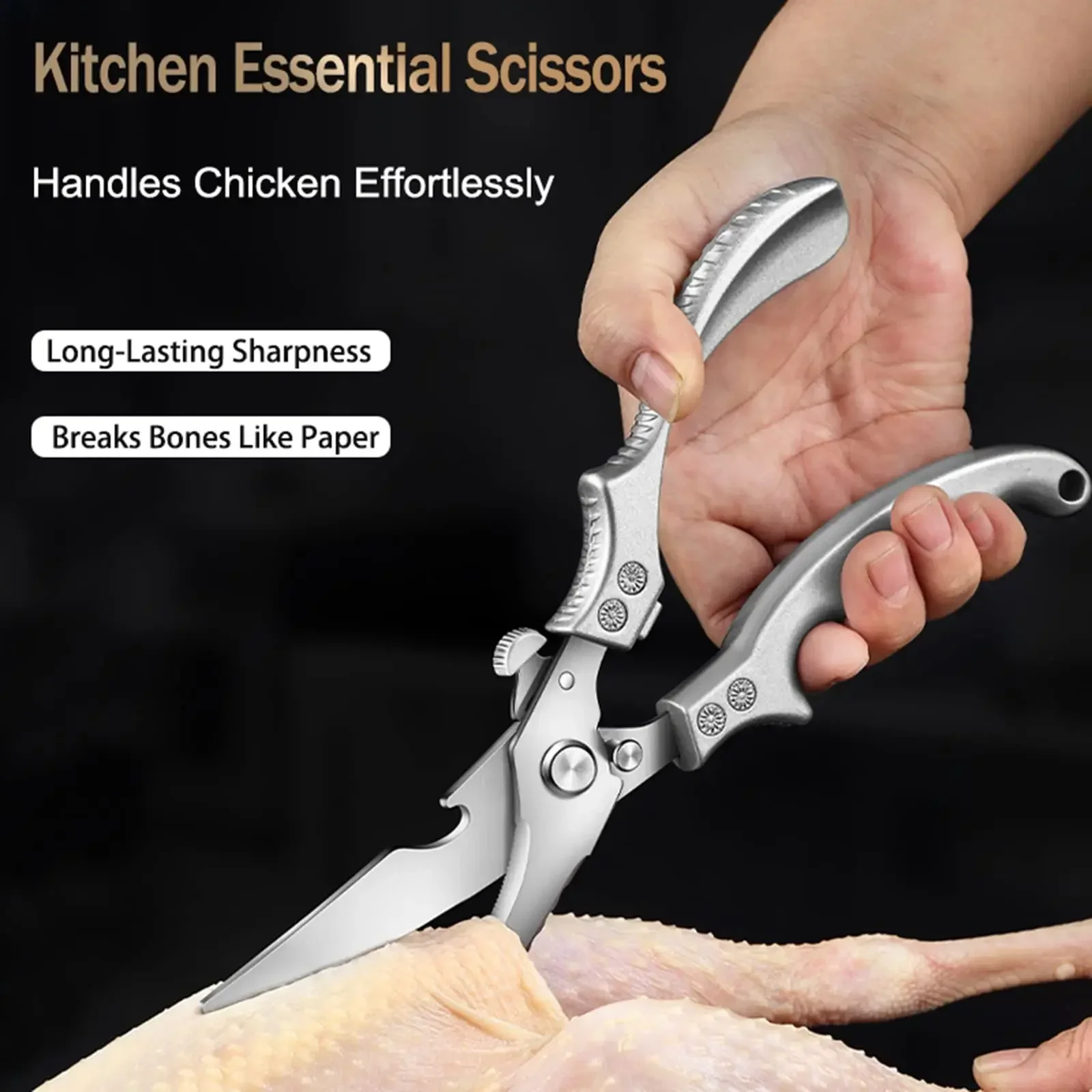 Kitchen Boning Knife Scissors Set Chicken Bone Scissors Meat Cutting Fish Scale Knife Stainless Steel Handmade Forged Knife
