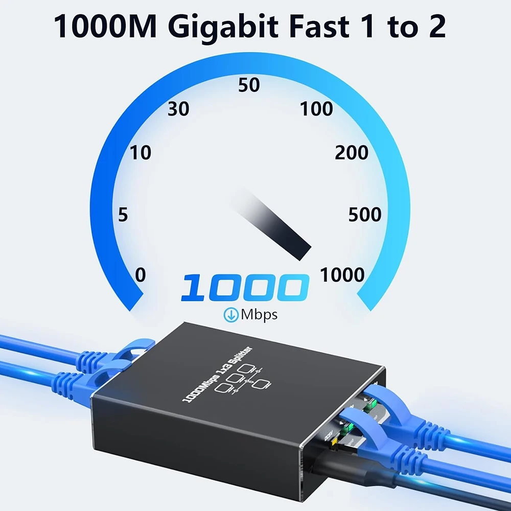 High-Speed 1000Mbps Ethernet Splitter Adapter – 1-to-3 LAN Extender for Simultaneous Network Connections