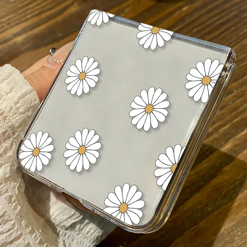 Floral Transparent Hard Cover - Flower Pattern Folding Clear Case