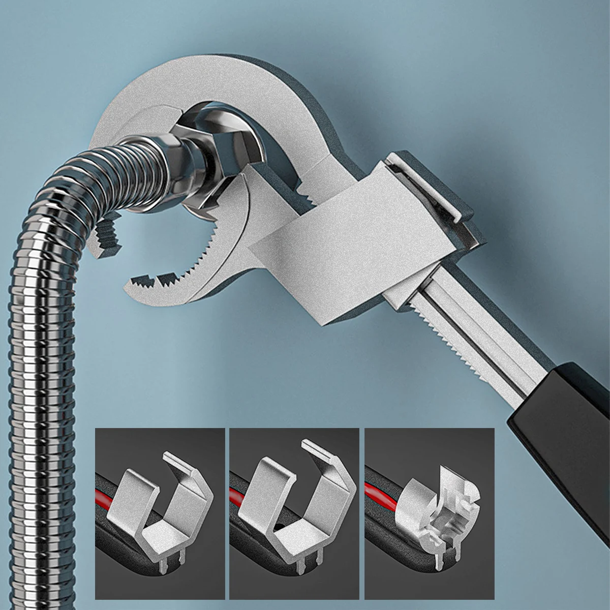Chiave Multifunzione Per Rubinetto E Tubi - 4 In 1 Regolabile, Con 3 Testine Intercambiabili E Custodia