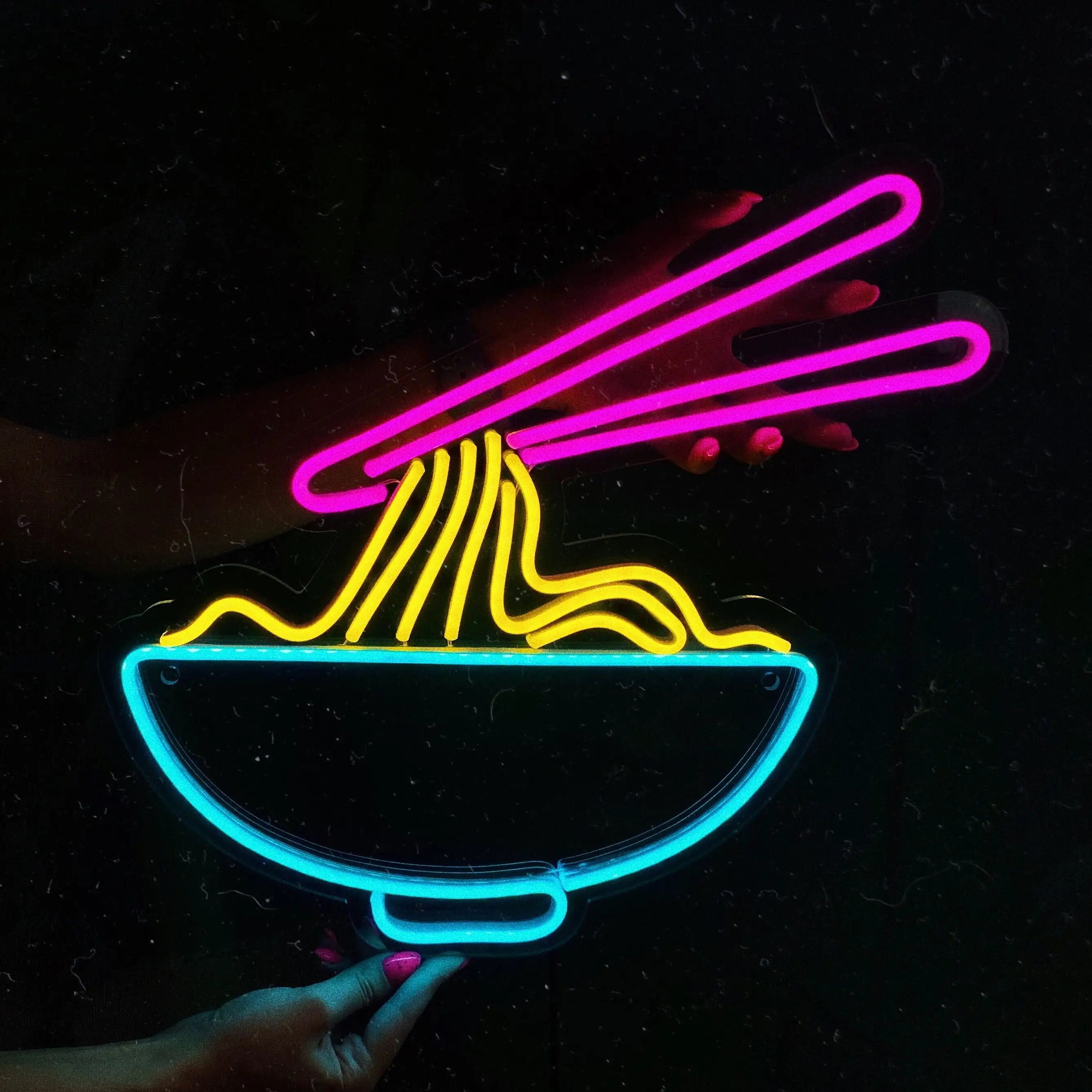 일본 국수 네온 사인 가게 벽 장식, 레스토랑 벽 창 장식용 LED 라멘 네온 사인 라이트