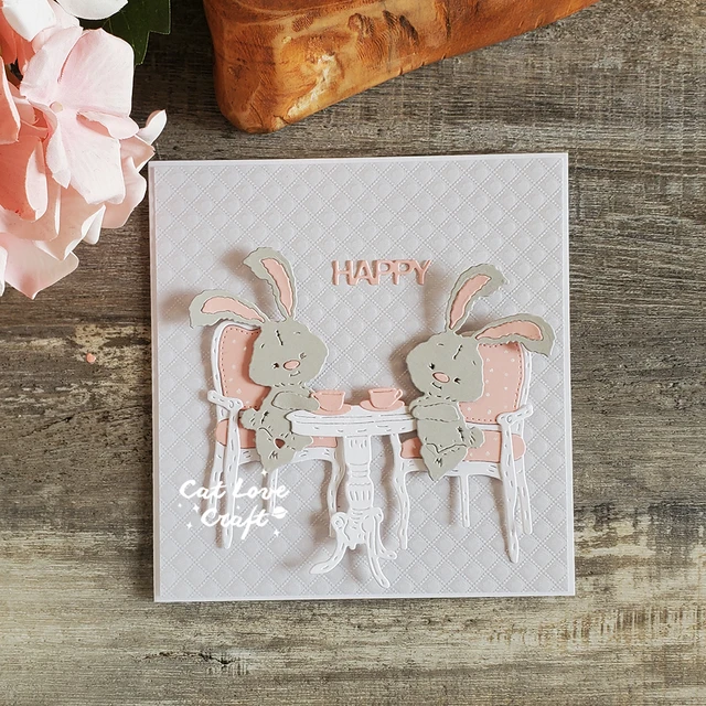 4 Matrices De Découpe Pâques - Motifs Lapins Métal - Pour Scrapbooking, Cartes DIY - Compatible Machines De Découpe