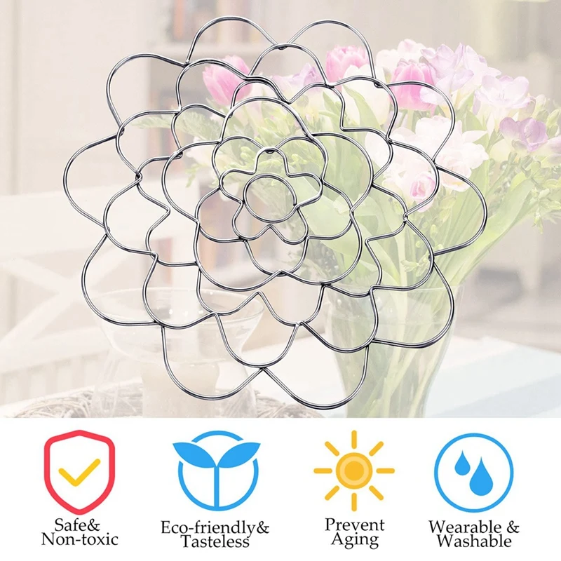 4In Flower Arrangement Holder,Flower Stainless Steel Lid Arranger Lids Metal Insert Floral Round Floral Lid Grids