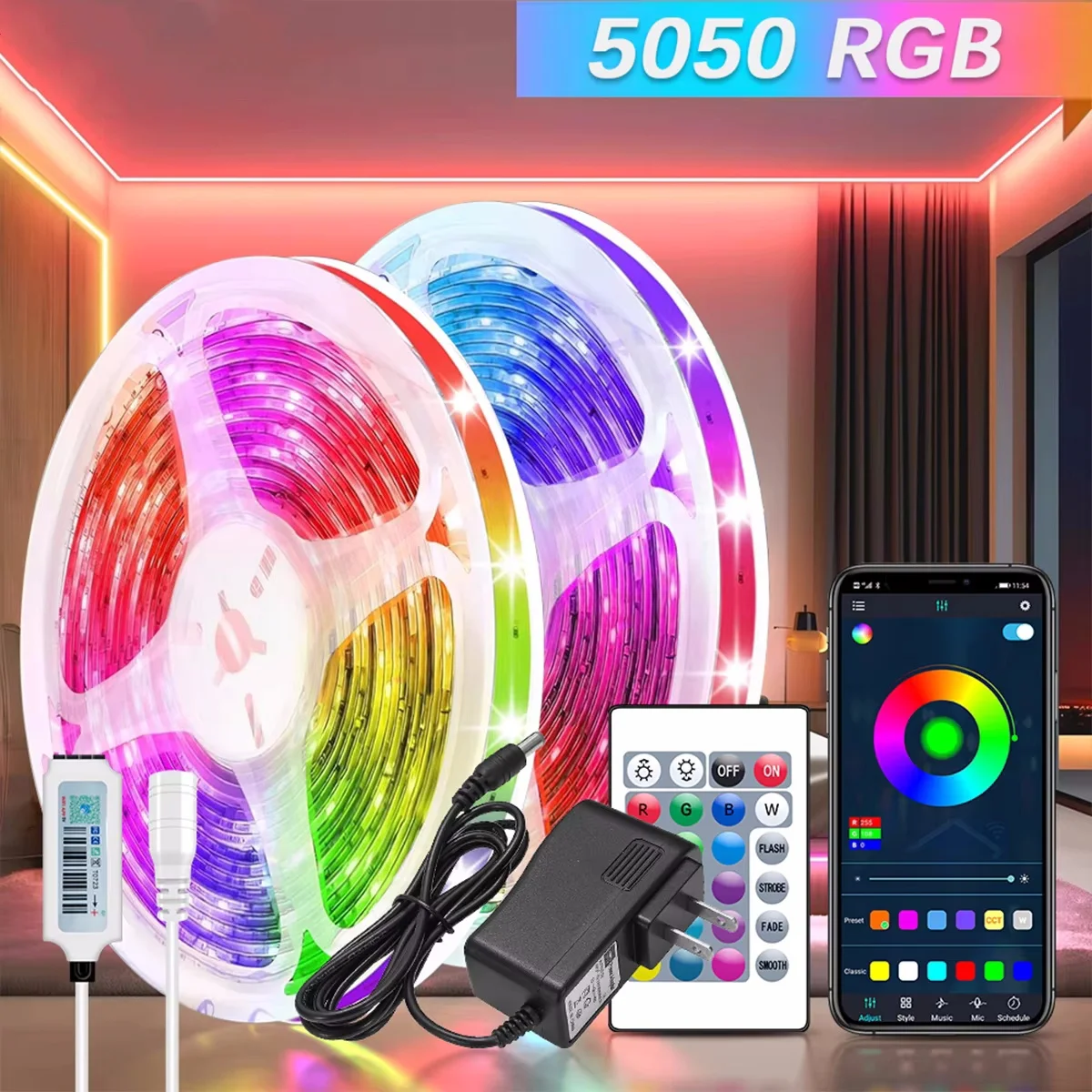 40m Smart Bluetooth LED Strip Lights for Home