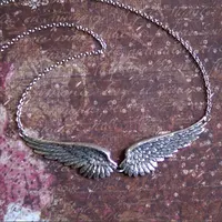Collier ras du cou Vintage couleur argent, ailes d'ange, plumes, grand pendentif, chaînes à maillons, collier de déclaration pour femmes, cadeaux tribaux de mariage 1