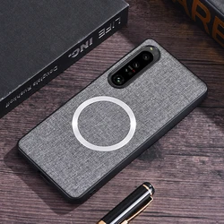 Premium Cloth Texture Magnetic Wireless Charging Hard Cover for Xperia5 V 2023 (Gray)