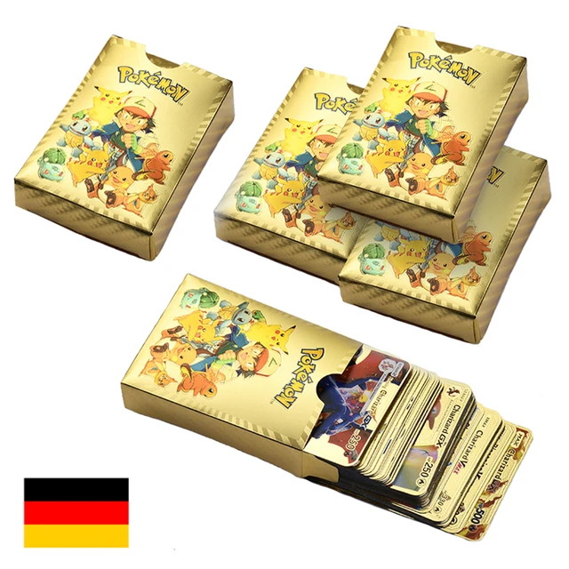 Cartes Pokemon or argent noir espagnol allemand Vmax GX carte d'énergie  Charizard Pikachu Collection Rare entraîneur de combat pour garçons cadeau