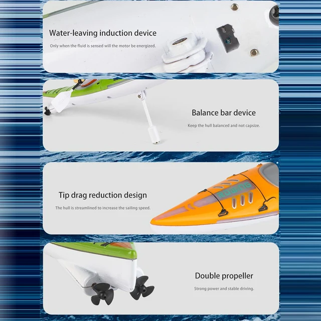 HC 810 RTR 2.4G RC Boat Colorful Paddle Remote Control Rowing LED Lights 360 Driving Dual Modes Waterproof Ship Underwater 5