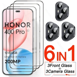 6 - in - 1 9D Curved Tempered Glass Screen Protector with Camera Protection - Honor 400 5G (6In1 3Front 3Lens)