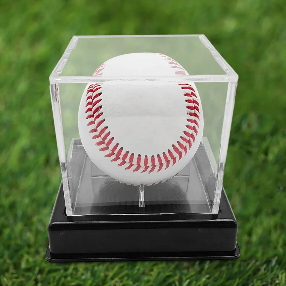 Acrylic Clear Baseball Holder Display Box with Bracket Cube Ball Holder Baseball Memorabilia Showcase for Golf Tennis Billiard