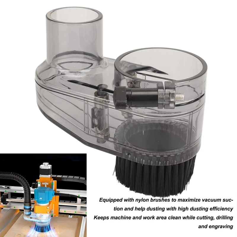 M11K-CNC Router Dust Shoe 52Mm Diameter Clear Dust Boot 38Mm Hose Diameter For Spindle Motors And Router
