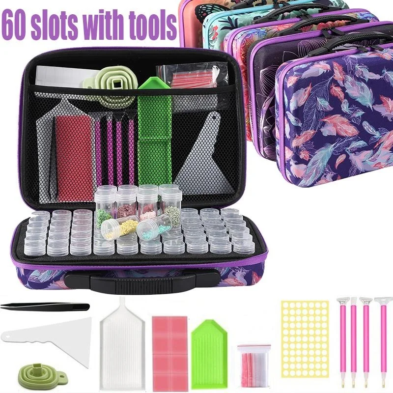 5D Diamond Painting Accessories Storage Box 15/30/60 Slot DIY Diamond Embroidery Tools Beads Storage Container Jar Zippered Case plastic storage box diamond painting accessories diamond painting accessory box