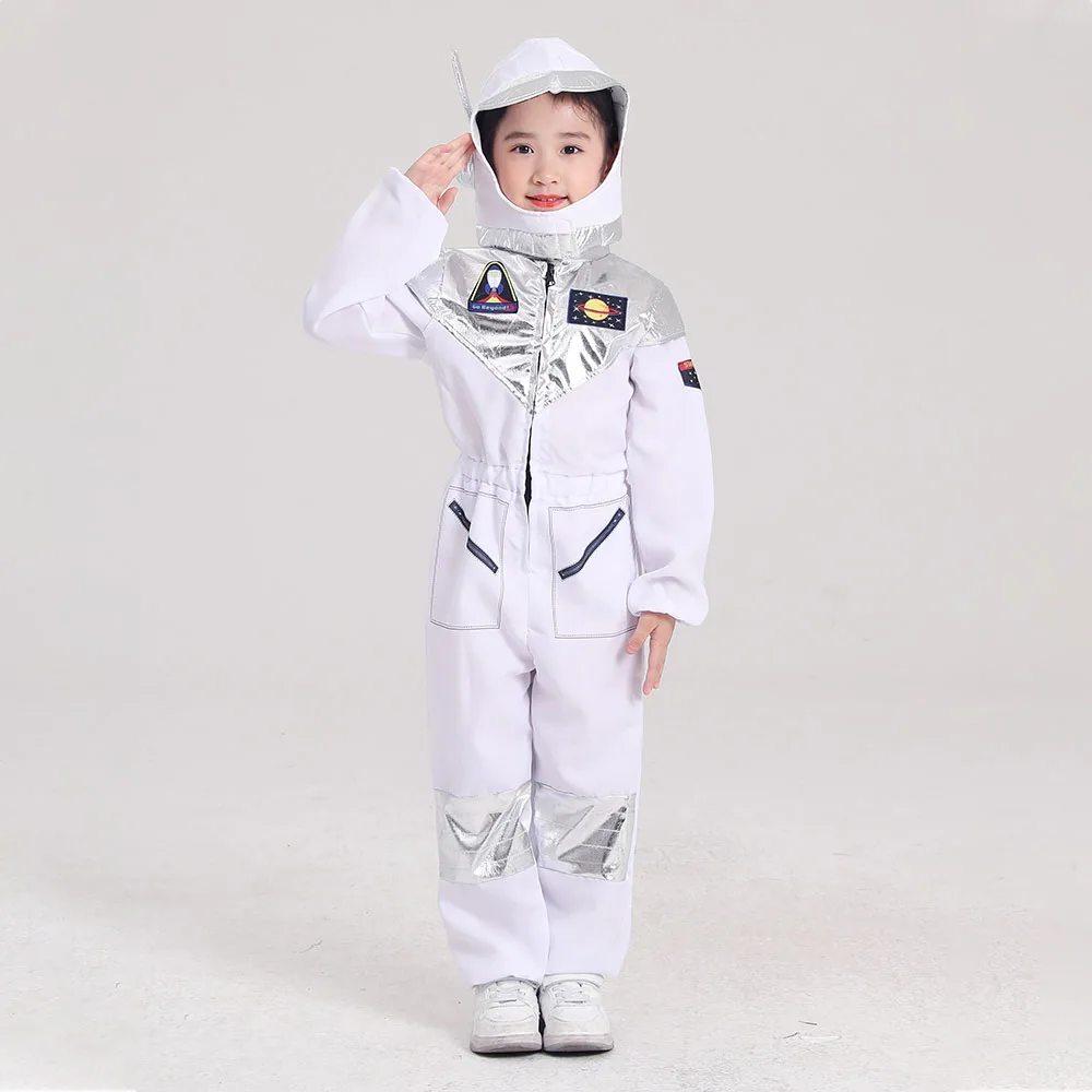 

Boys Space Costume Kids Girls Halloween School Stage Astronaut Cosplay Uniform