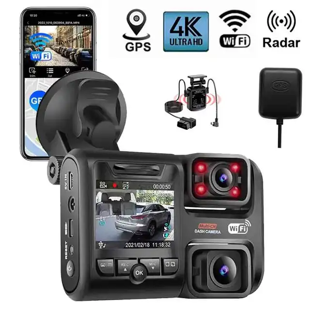 4K 2160P WIFI GPS ADAS Logger Dual Lens Car DVR Novatek 96663 Chip Sony IMX323 Sensor Night Vision Dual Camera Dash Cam Recorder 1