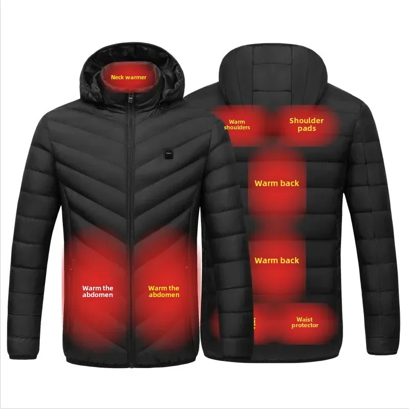 Unisex Warm Cotton Coat With USB Heating Pad Constant Temperature Hooded Solid Color Children's Sport Feathered Cotton Coat