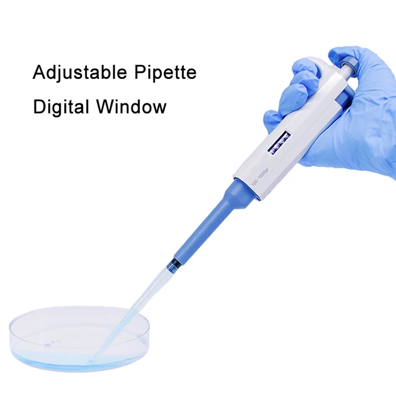 FOUR E'S SCIENTIFIC Pipette Set - 10-100μL Adjustable With 200μL Tips (Lab Grade)