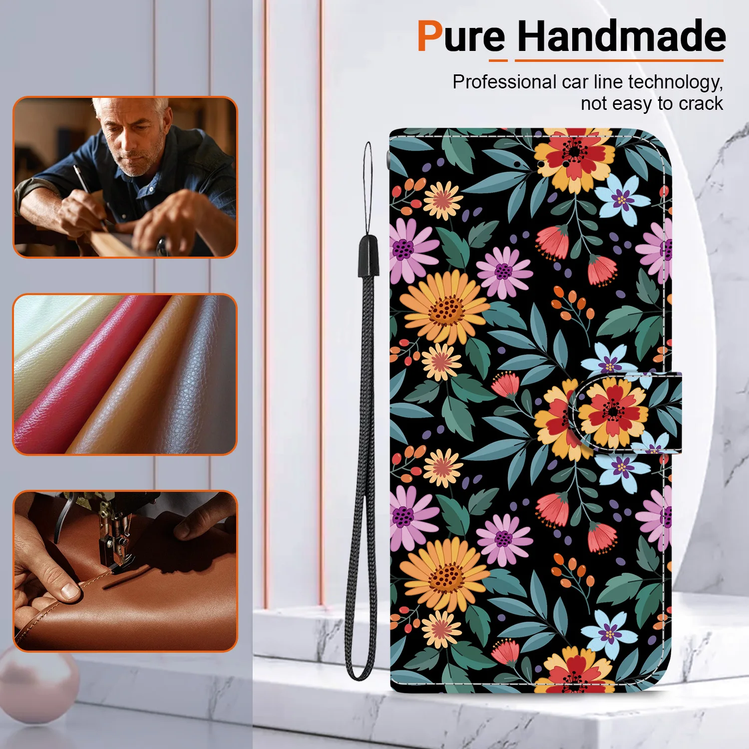 Elegant Leather Phone Case with Card Slot Wallet Cover