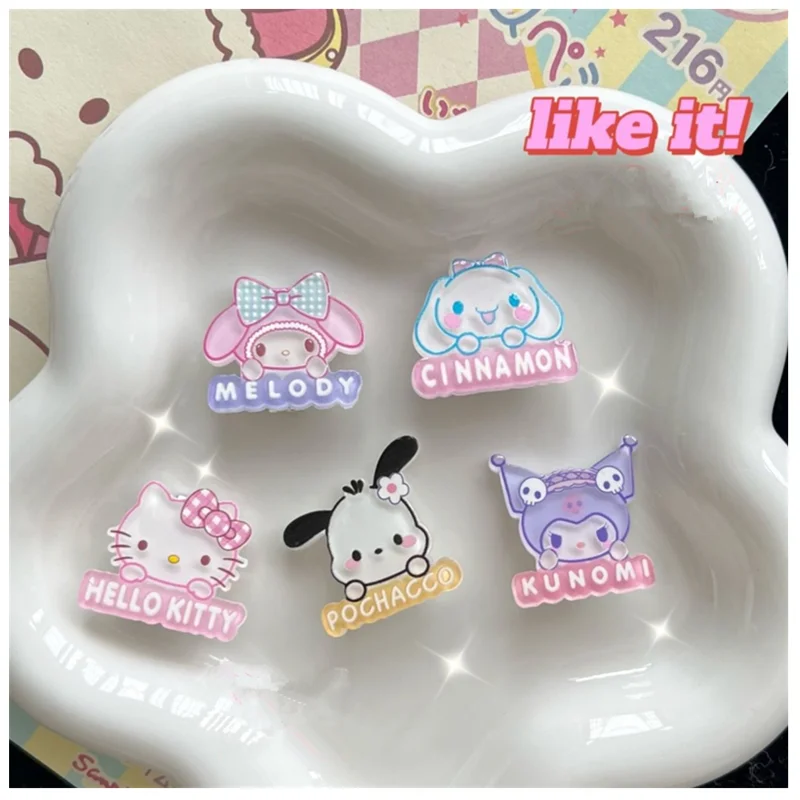 

New Sanrio Hello Kitty Kuromi Hairpin 5pcs Acrylic Cartoon Girl Hair Clip Kawaii Student Bangs Accessories Jewelry Kid Gift Toys