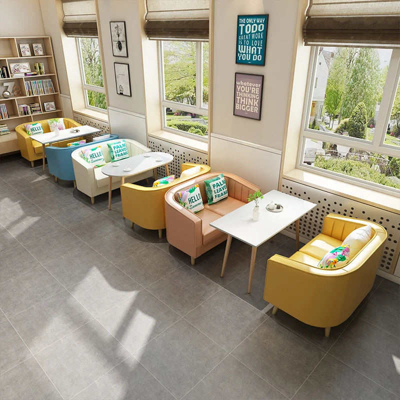 Cafe Tea Restaurant Table and Chair Combination Book Bar Office Leisure Card Seat Sofa
