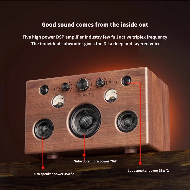 210W 5.0 HiFi Speaker Soundbar Bookshelf Bluetooth Speaker Home Theatre Wooden Music Speakers for TV PC Subwoofer Bass effect US