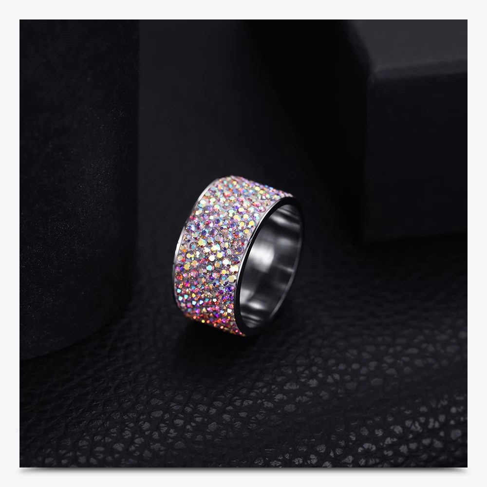 8 row Crystal Rings for Women Austria Crystal Ring Stainless Steel Bijoux Wedding Jewelry wedding rings,womens ring,finger rings,jewelry rings,ring jewelry