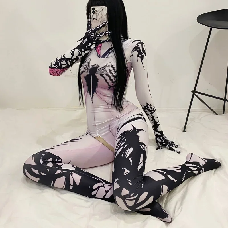 

Anime Cosplay Sexy Body Suits Zipper Open Crotch Bodysuit Christmas Tights RoleplayJumpuit Zentai Halloween Costumes for Women