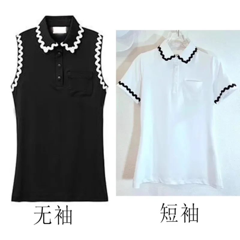 

Single New Spring Summer Golf Clothing Ladies Quick-drying T-shirt Golf Lace Short Sleeves