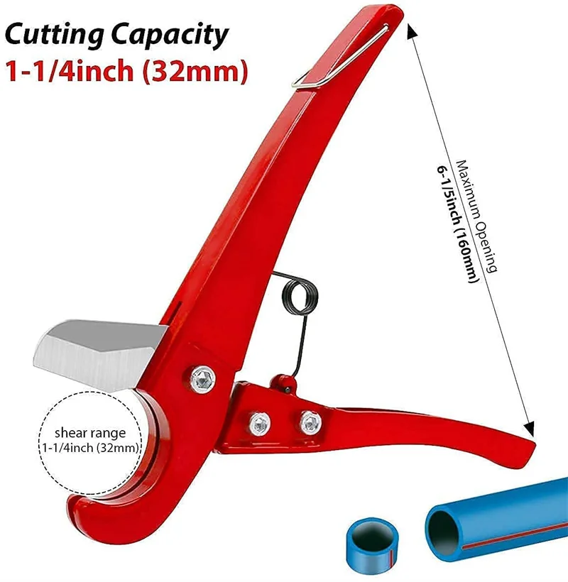 PVC Pipe Cutter Tube One-hand Fast Cutting Tools Plastic Clean Straight Cuts Hand 1-1/4inch 32mm |
