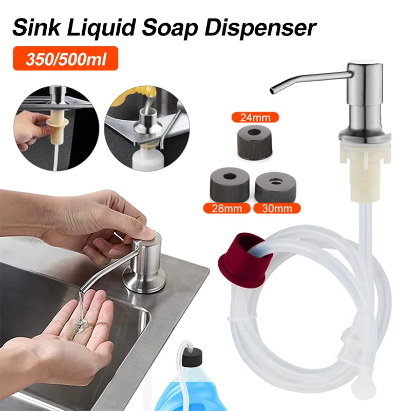 

Kitchen Sink Liquid Soap Dispenser Pumps Stainless Steel Shampoo Dispenser Soap Dispensers With Tube Hose Bathroom Accessories