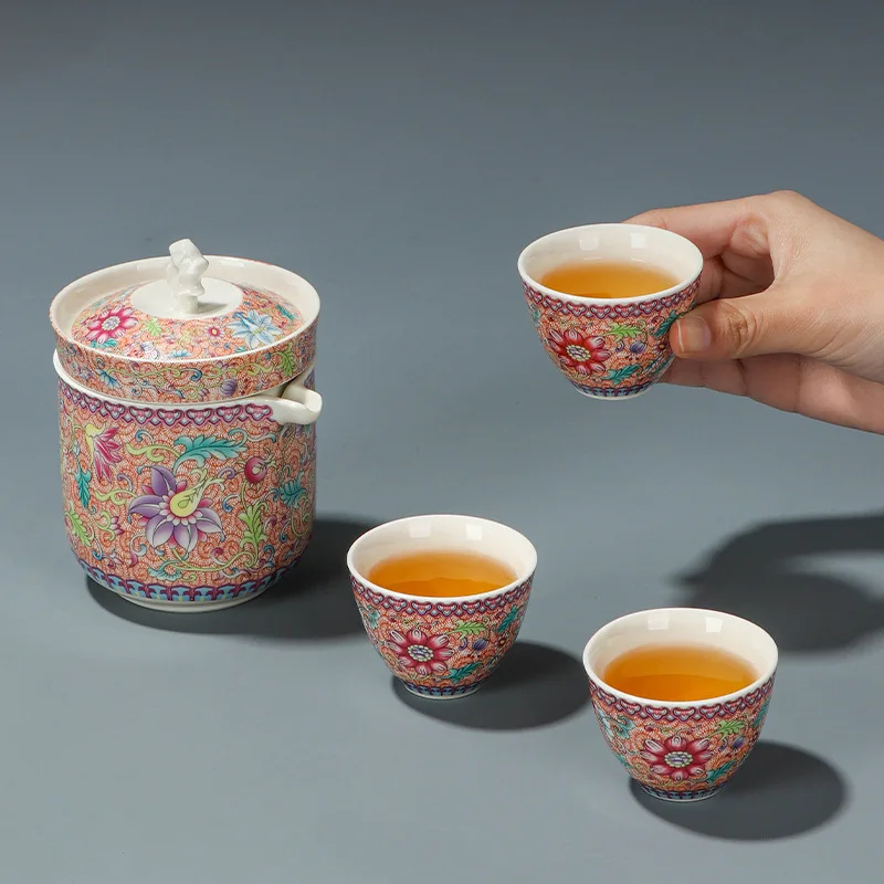 High End Portable Travel Tea Set Kuaike Cup One Pot Three Cups Outdoor Tea Maker