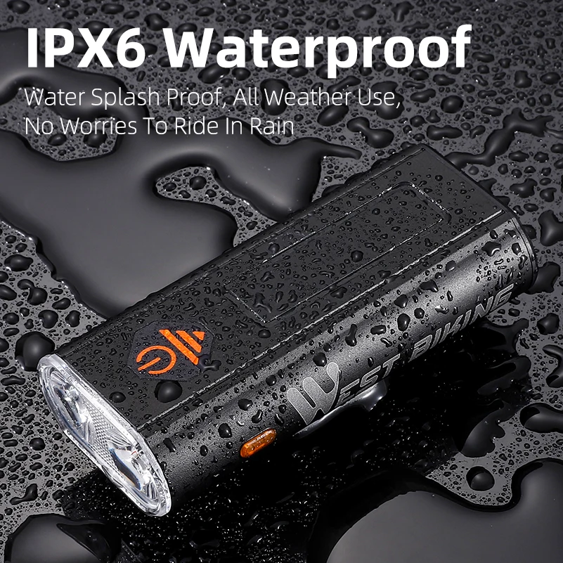 WEST BIKING Bicycle Light 4000mAh Bike Light IPX6 Flashlight Aluminum Front Lamp Type-C Charging MTB Road Cycling Accessory