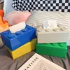 Creative Building Blocks with Spring Tissue Box Wall-mounted Perforation-free Paper Holder Bathroom Face Towel Box Organizer 2