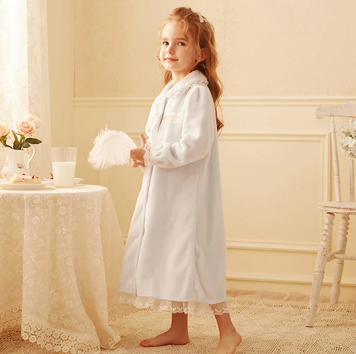 2 Colors Cute Children's Sleepwear Toddler Baby Princess Turndown Collar Flannel Bathrobe Hooded Bath Robes Night-robe Pajamas pajama sets boy