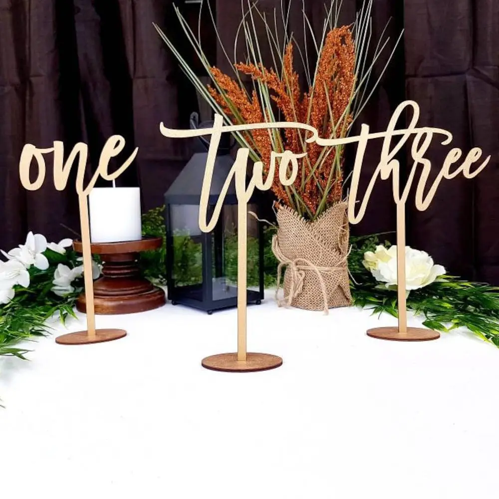Wedding Wooden Table Numbers With Base Laser Cut Birthday Party Decor Gifts Rustic Wedding Reception Table Centerpieces