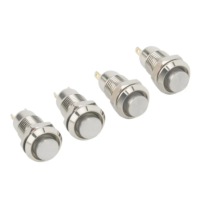 8 mm, 10 mm, 12 mm, 16 mm Metallknopfschalter, selbstsichernder Knopf, hoher Kopf, selbstsichernder Schalter, 1, normalerweise offen, wasserdicht, rostfrei
