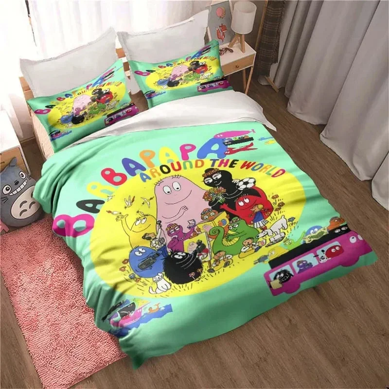 Les Barbapapa Family Cartoon 3 Piece Bedding Set Twin Duvet Cover Set All Season Quilt Cover  Bedding Set Twin Single Boys 4