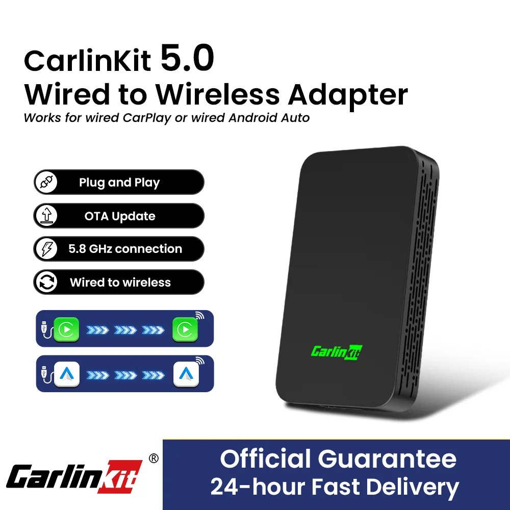 Adaptador Inalámbrico Carlinkit 5.0 2air T CarPlay Android Auto para Actualización de Sistemas Inteligentes del Automóvil, Conexión Perfecta por Bluetooth y Wifi